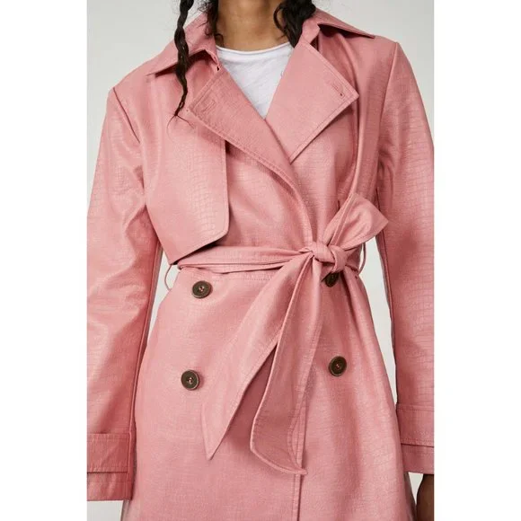 🎉LAST CHANCE🎉 NWT Free People Morrison Vegan Trench / Pink - Picture 4 of 6